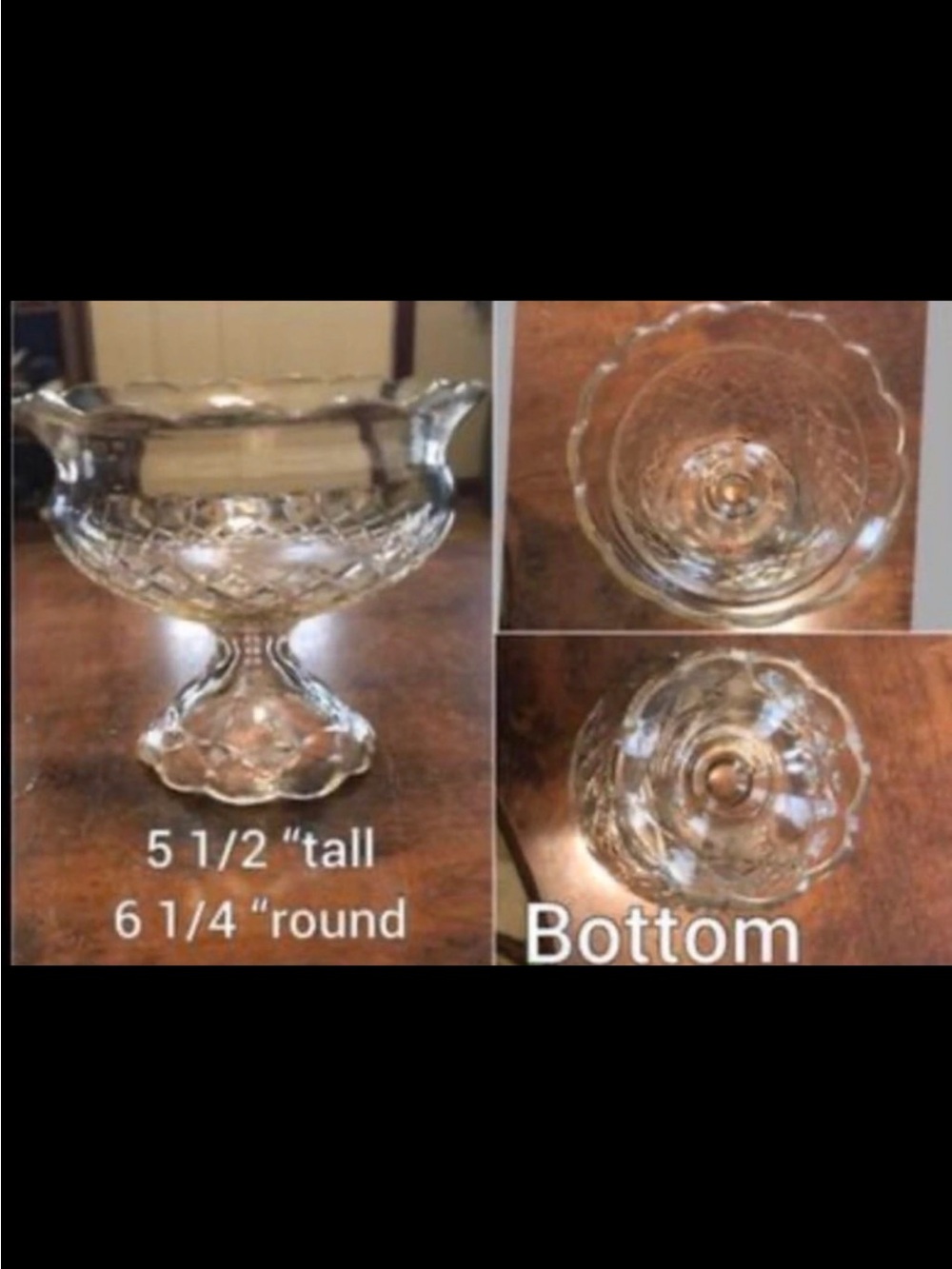 Vintage Anchor Hocking Wexford pattern footed compote pedestal bowl